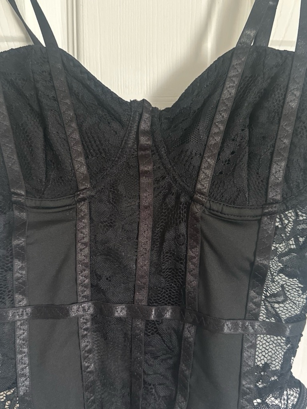 SHEIN Black Lace Bustier Bodysuit